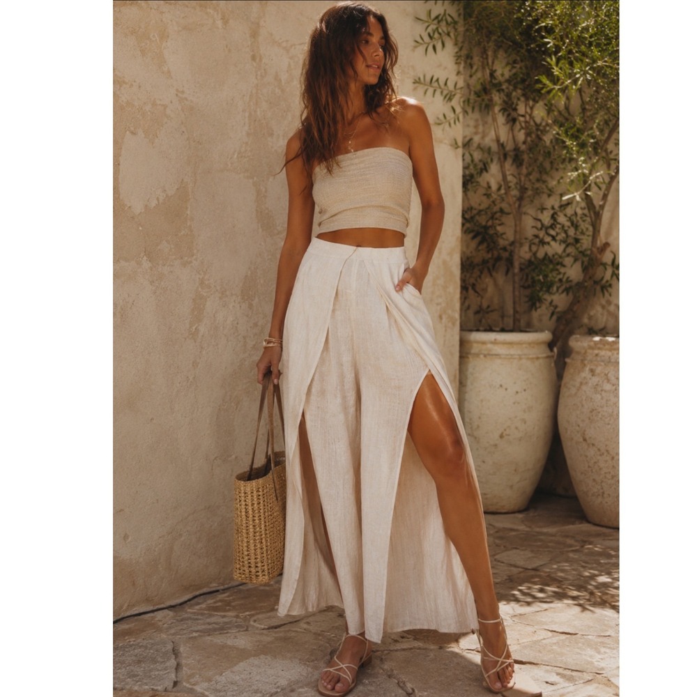 NEW Beach Bunny Ramsey Pants Metallic Stripe Wide Leg Cover Up SWIM WOMEN LARGE